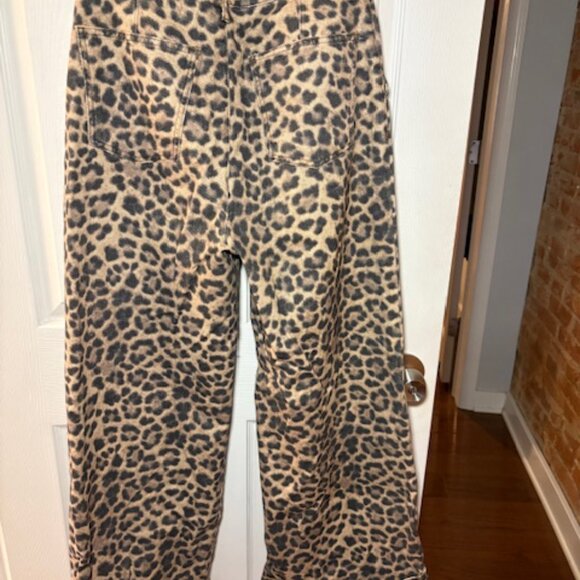 Anthropologie Pilcro Double Hem High-Rise Barrel Wide Leg Jeans - 27 Leopard - Picture 3 of 4